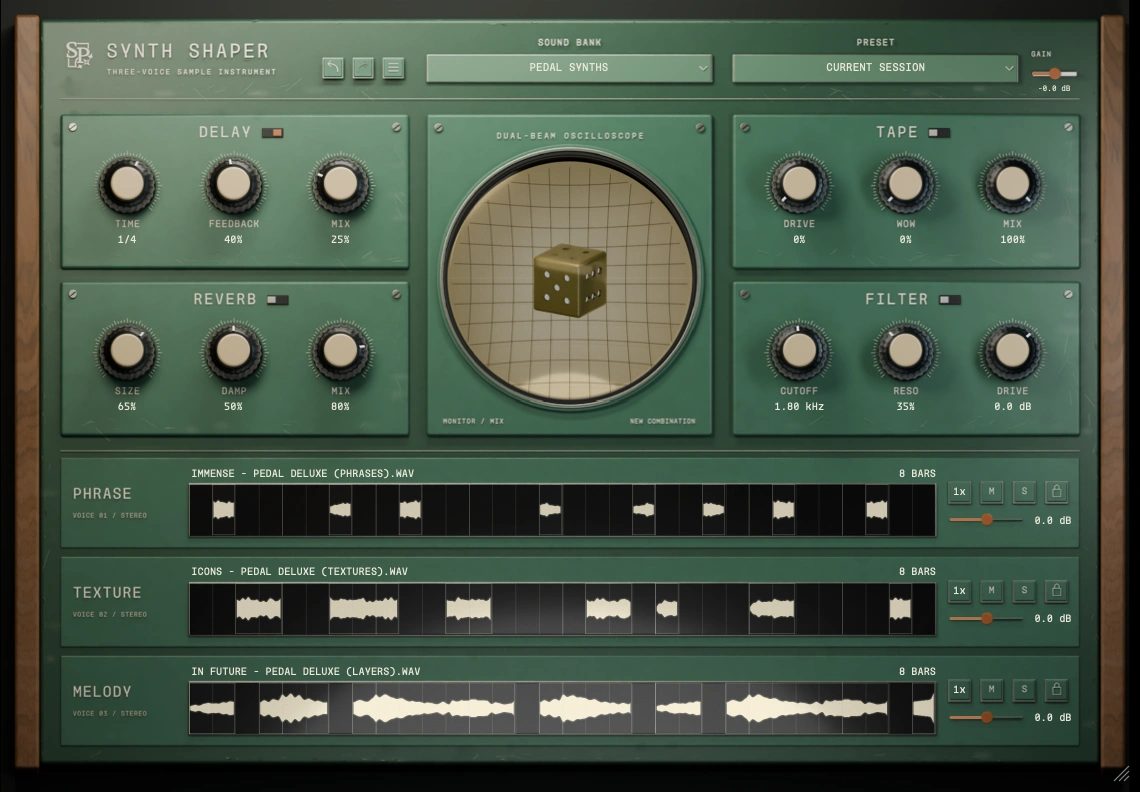 Forest green and walnut Synth Shaper skin